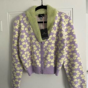 FLOWER REPEAT FURRY CARDIGAN